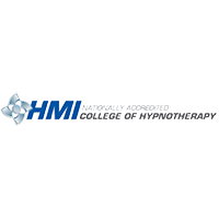 Logo for HMI Nationally Accredited College of Hypnotherapy. The text features "HMI" in large blue letters followed by "Nationally Accredited College of Hypnotherapy" in smaller black letters. There is a geometric abstract design to the left of "HMI.